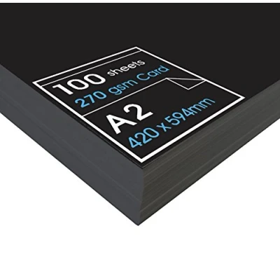 Image of A2 Recycled Black Coloured Card 270gsm Pack of 100 Sheets by BCreative®