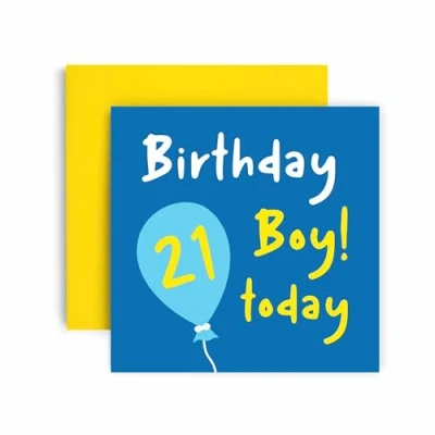 Image of Huxters 21st Birthday Card for Him Boy Son Brother Colourful Blue Gift gifts Men Teeneage Friend (21st)