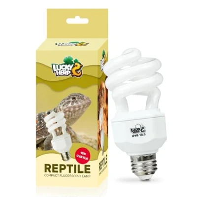 Image of LUCKY HERP Reptile UVA UVB Lamp Bulb, 15W 10.0 Light Kit, Terrarium &amp; Vivarium Fluorescent Bulb for Tortoise, Lizard, Bearded Dragon