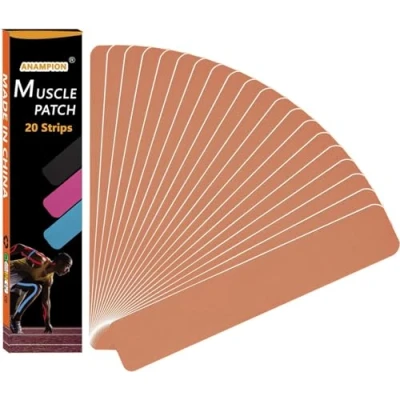 Image of ANAMPION Kinesiology Tape Pro (20 Precut Strips) Waterproof Sports for Athletes, Physio Elastic Pain Relief Adhesive Muscles Shin Splints Ankle Knee &amp; Shoulder (Flesh Color)