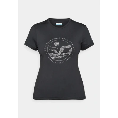 Image of Columbia Women&#039;s Sloan Ridge Graphic Short Sleeve Tee, T Shirt, Black/Linear Landscape, Small