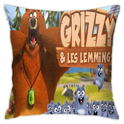Image of Pillowcase for Grizzly Bear and The Lemmings Tabodi Anime Pillow Cover Women Mens Soft Case Living Room Sofa Couch Bed Car Pillowcases Cushion 18x18in