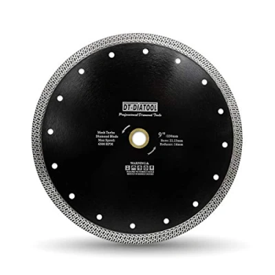 Image of DT DIATOOL Diamond Saw Blade 230mm Cutting Disc with Mesh Turbo for Porcelain Tile Marble Ceramic Granite