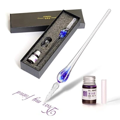 Image of AOKUY Glass Dip Pen Set,Calligraphy Pen,Crystal Signature for Art, Writing, Signatures Decoration and Business Gift