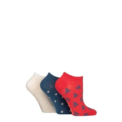 Image of Women&#039;s 3 Pair SOCKSHOP Speckled Bamboo Trainer Socks Nautical 4 8