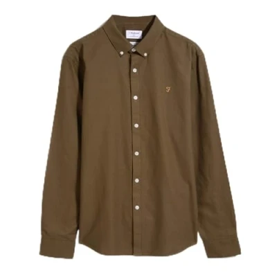 Image of Farah Mens Long Sleeve Shirt Green Khaki L