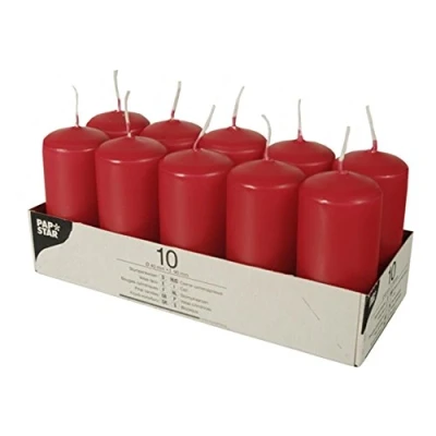 Image of Papstar Pillar Candles / Column Candle Red (10 Pieces)