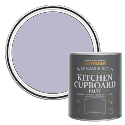 Image of Rust Oleum Purple Kitchen Cupboard Paint in Satin Finish Wisteria 750ml