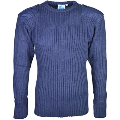 Image of Castle Clothing Mens Army Security Jumper Pullover Crew Neck Long Sleeves Knitted Top (Large, Navy Blue)