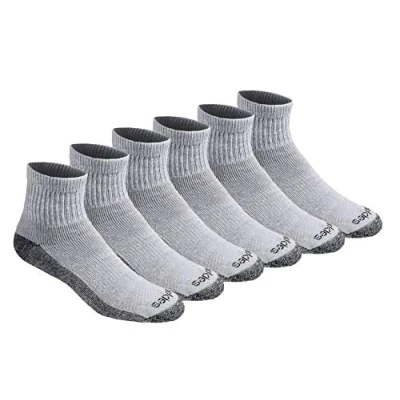 Image of Dickies Men&#039;s Dri tech Moisture Control Quarter Socks, Available in M XXL (6, 12, 18 Casual, Grey (6 Pairs), Large