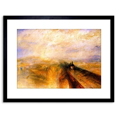 Image of Wee Blue Coo 9x7 &#039;&#039; TURNER RAIN STEAM SPEED GREAT WESTERN RAILWAY FRAMED ART PRINT F97X447