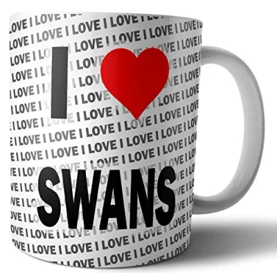 Image of AK Giftshop I Love Swans Tea Coffee Mug Cup Birthday Christmas Gift