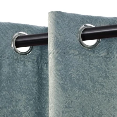 Image of Superior Blackout Curtains, Room Darkening Window Accents, Sunblocking, Thermal, Modern Geometric Waves with Grommets, Curtain Set of 2 Panels, 42 W X 63 L, Teal