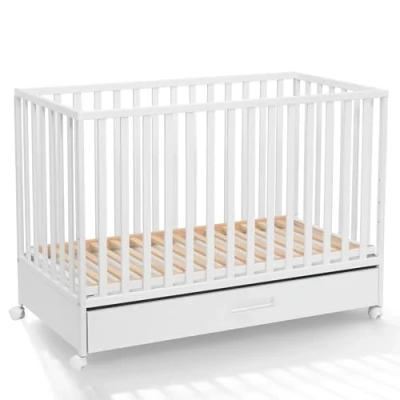 Image of ATB baby cot white crib without mattress for boys and girls newborn child safety protector