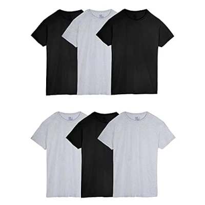 Image of Fruit of the Loom Men&#039;s Legendary Crew T Shirt, Regular 6 Pack Black/Grey, Large (Pack 6)