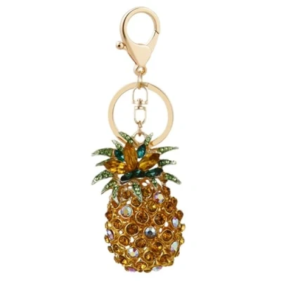 Image of INSTITIZER Cute Pineapple Keychain Rhinestone Car Charm Pendant Bag Accessories for Women