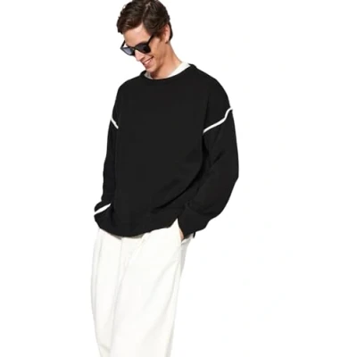 Image of Trendyol Man Oversize Basic Crew Neck Knitwear Sweater Schwarz