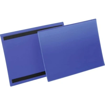 Image of Durable Magnetic Document Sleeve A4 Landscape, Pack of 50 Pieces, Dark Blue