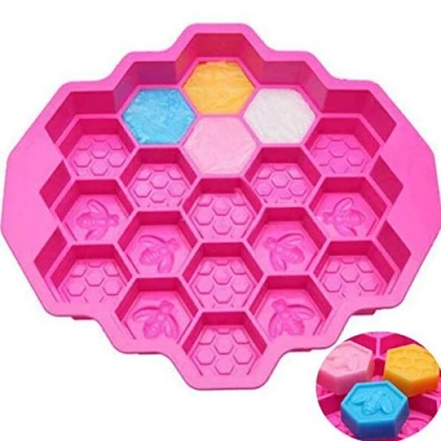 Image of 1 Piece 19 Cell Honey Comb Bees Soap Silicone Mould Beeswax Ice Jelly Chocolate Cake Pan DIY Fondant Decoration Mold Baking Tray Bakeware Supplies