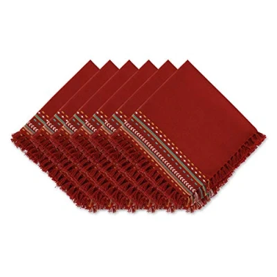 Image of DII Southwest Hacienda Stripe, Cotton, Red Chipotle, 20&quot; x (Set of 6)
