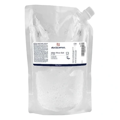 Image of Naissance Aloe Vera Gel (No. 707) 500g ECO Refill Pouch Cooling, Soothing and Moisturising, Aftersun, For All Skin Types, Face, Body Hair Cruelty Free Vegan