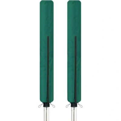 Image of Pack of 2 Rotary Washing Line Cover Waterproof Fabric with Zip 165x15cm Durable Outdoor Clothes Dryer Protective Weather Resistant Small Parasol for Garden and Airer (Green)