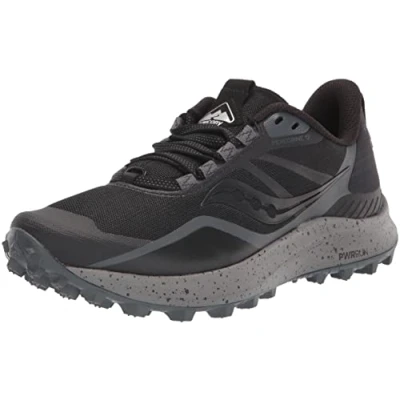 Image of Saucony Women&#039;s Peregrine 12 Trail Running Shoe, Black/Charcoal, 9 UK