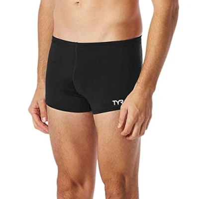 Image of TYR Men&#039;s Durafast Elite Solid Square Leg Swim Suit (Black, 34)