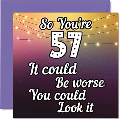 Image of Fun 57th Birthday Cards for Men Woman Look It Funny Card Dad Mum Grandad Nanny Grandma Uncle Auntie Cousin Friend, 145mm x Greeting Cards,