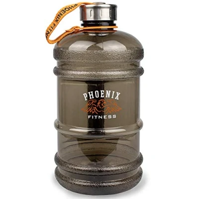 Image of Phoenix Fitness Water Bottle 2L Drinks with Leakproof Cap and Carry Strap Lightweight for Sports, Gym &amp; Travel BPA Free Non Toxic Smoked