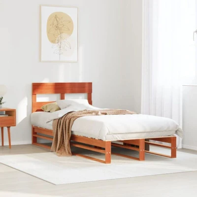 Image of Bed Frame without Mattress Wax Brown 75x190 cm Small Single Solid Wood Pine Vidaxl