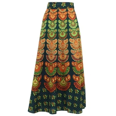 Image of LOUDelephant Block Print Mandala Maxi Wrap Skirt Green