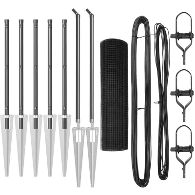 Image of vidaXL Welded Wire Fence with 7 Spike Posts Grey 0.4x10 m Steel
