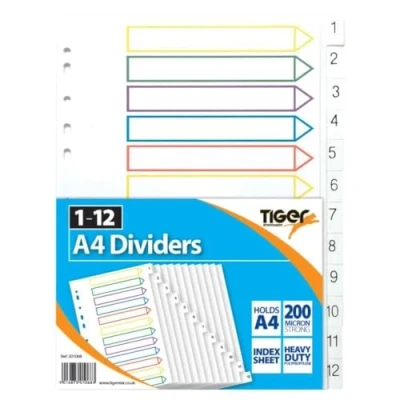 Image of A4 1 12 PP Dividers Pack of