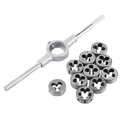 Image of 11PCS/Set Handheld Metric Screw Die Set, M25 Wrench Bearing Steel Coarse Thread External Cutting Tapping Hand Tool Kit