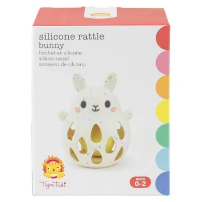 Image of Tiger Tribe Silicone Bunny Baby Rattle Rattles 0+ Months, Sensory Toys For Babies, Teething Baby, Made With Non Toxic Food Grade Silicone, Suitable From Birth
