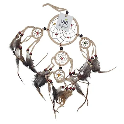 Image of VIE Naturals Dream Catcher with Beads, 9CM Ring 4 Smaller Rings, Natural, Multicolor, One Size, UK VN 0452 DRM NT.