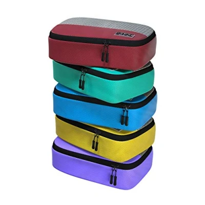 Image of Small Travel Packing Cubes 5 Piece Set Compression Packaging Cube Suitcase Organiser