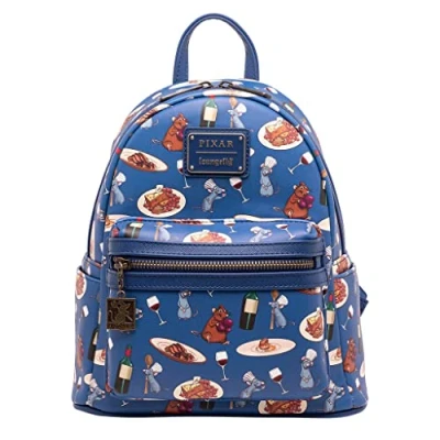 Image of Loungefly Disney Pixar Ratatouille Remy and Emile Allover Print Women&#039;s Double Strap Shoulder Bag Purse, Multicolor