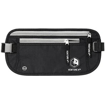 Image of VENTURE 4TH Travel Money Belt Keeps Your Cash Safe When Travelling Hidden Waist Passport Holder With RFID Blocking Technology Is Designed For Superior Anti Theft Protection and Comfort (Black)
