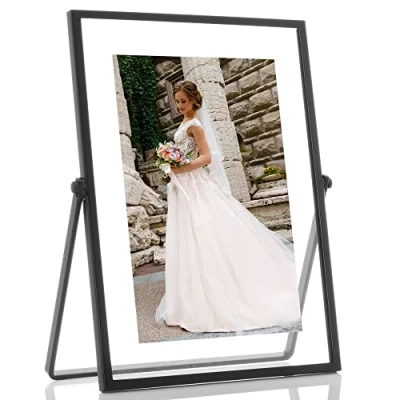 Image of Lawrence Frames Metal Easel Float Picture Frame, 4x6, Black