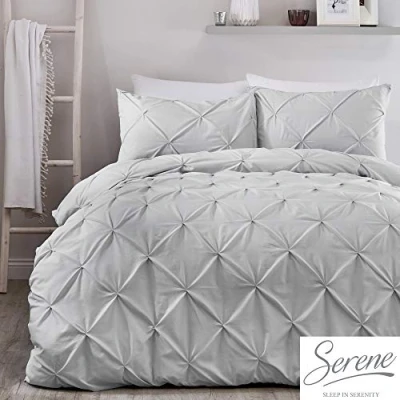 Image of Serene Lara Ruched Easy Care Duvet Cover Set, Silver, Double