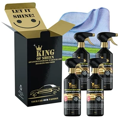 Image of King of Sheen Advanced Ultra Nano Waterless Wash and Wax Bulk Pack 4 x 500ml bottles.Car Cleaner with Carnauba Polymers