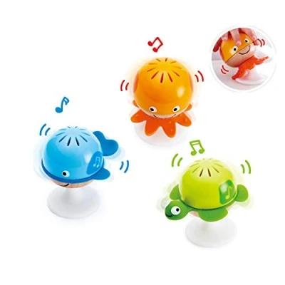 Image of Rattle Set, Hape “Stay Put 3 Sea Creatures With Individual Sounds, Teether Details and Suction Pads. 0+ months