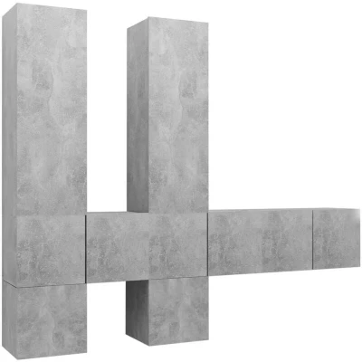 Image of vidaXL 7 Piece TV Cabinet Set Concrete Grey Engineered Wood
