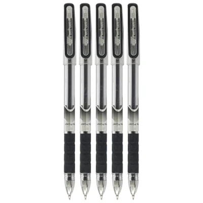 Image of PINPOINT Ballpoint Pens, BLACK, Fine Point (0.6mm), Pack of 5, Elasto Grip, Ball Perfect for School Office Home Use, iZOFAX Black Pen
