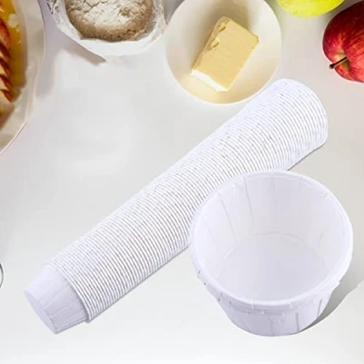 Image of 100Pcs Cupcake Cases, Polka Dot Baking Cups Mini Colorful Curls Liners Muffin Cases Paper for Birthday Party Wedding Decoration White