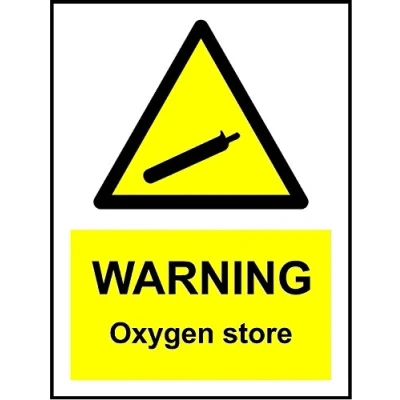 Image of Warning Oxygen Store Sign Self Adhesive Sticker 200mm x 150mm