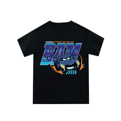 Image of DC Comics Batwheels T Shirt Batman Tshirt Batmobile Boys Shirts Official Merchandise Black 2 3 Years