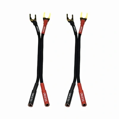 Image of CESS 079 Banana Plug to Spade Adapter Cable, Female Jack Large Spade, 12 AWG Tinned Copper Wire, 6 Inch Length (Large Spade)